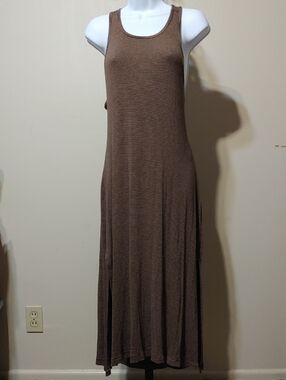 Volcom Brown Ribbed Tank Maxi Dress